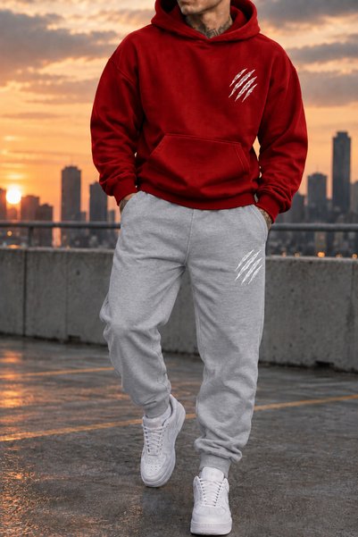 SILATU 2-Piece Hooded Tracksuit Set (Gray Tracksuit-Sweat)