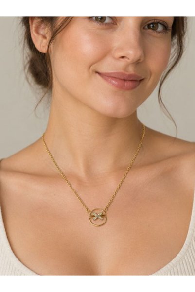 Generic قلادة نسائية ذهبية وفضية بتصميم أنيق