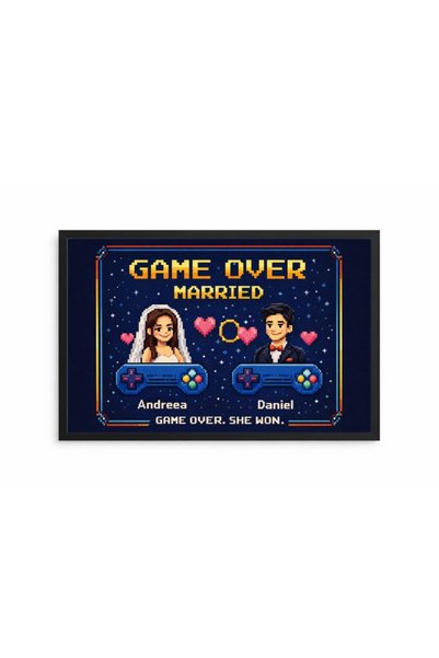 Fabricacucadouri.ro Rama Foto Personalizata Cuplu „Game Over – Married” – Car...