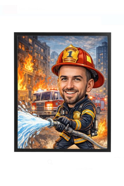 Fabricacucadouri.ro Rama Foto Caricatura Pompier – Cadou Personalizat pentru ...