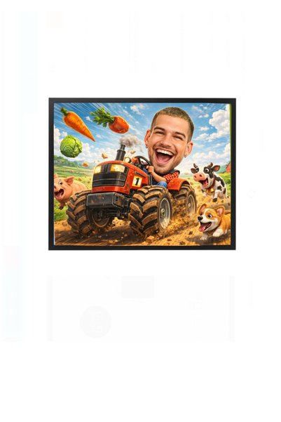 Fabricacucadouri.ro Rama foto personalizata fermier cu animale – cadou amuzan...