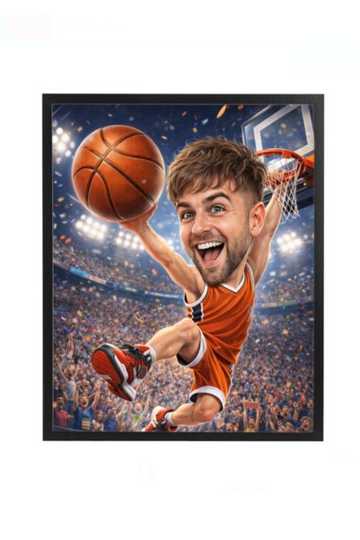Fabricacucadouri.ro Rama Foto Caricatura Baschetbalist Personalizata – Rama F...