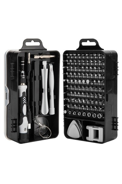 Generic Brand Screwdrivers for Phone Repair, 115-in-1 Set Chrome Plated, Black