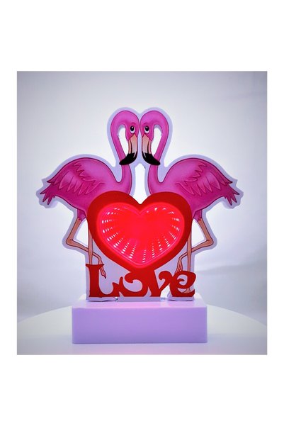 Generic Brand Decorațiune Luminoasă cu Baterii/Cablu Neon Flamingo Love 20 cm...