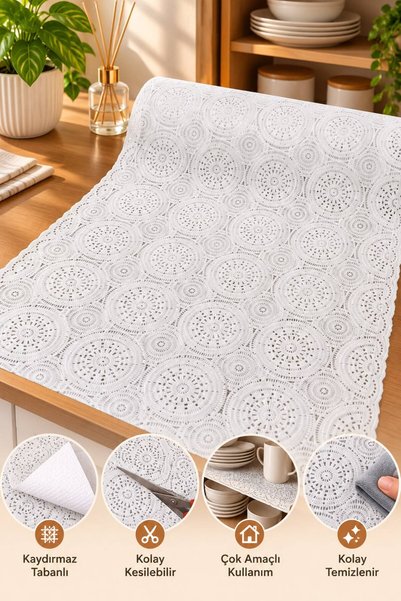 Molina Home غطاء طاولة القهوة والرفوف من قماش PVC غير مثقوب بنمط دانتيل ومضاد...