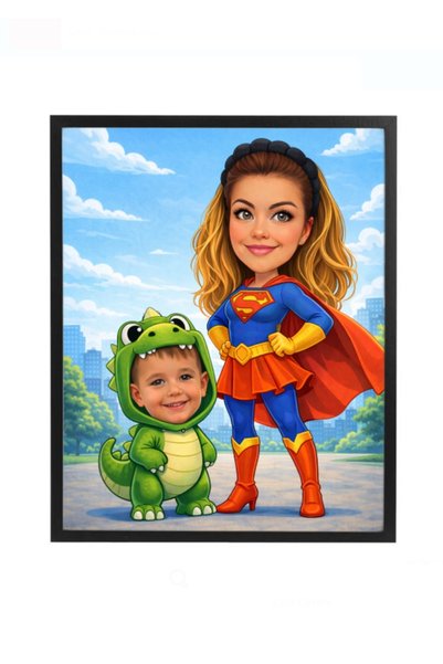 Fabricacucadouri.ro Rama foto personalizata mama si copil – cadou supererou c...