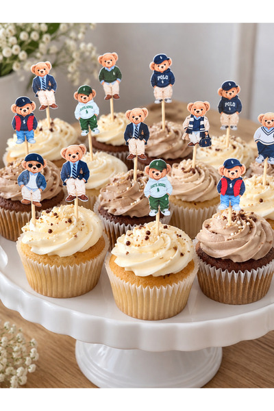 Polo Ayıcık Cupcake kürdanlı kek süsü 40’lı