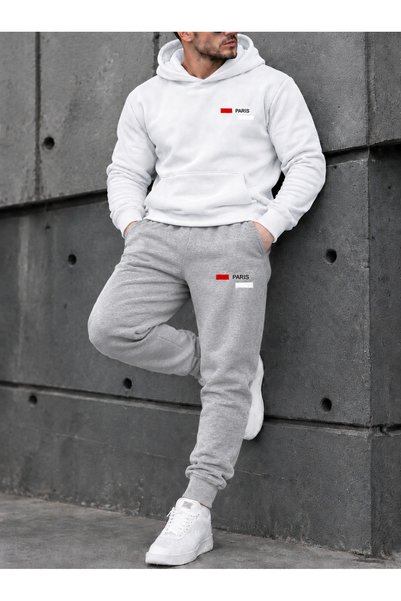 SILATU 2-Piece Paris Printed Tracksuit Set (Gray Tracksuit-Sweat)