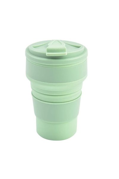 Generic Brand Сгъваема силиконова чаша, за пътуване, къмпинг, 500 мл, зелена