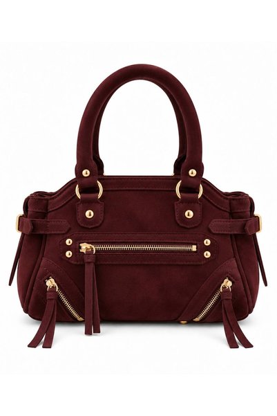 Neli Elegant Women's Suede Zipper Detailed Bag