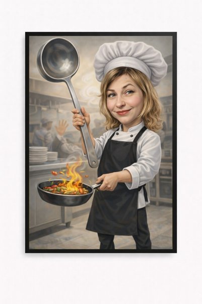 Fabricacucadouri.ro Rama Foto Caricatura Amuzanta Bucatareasa – Portret Perso...