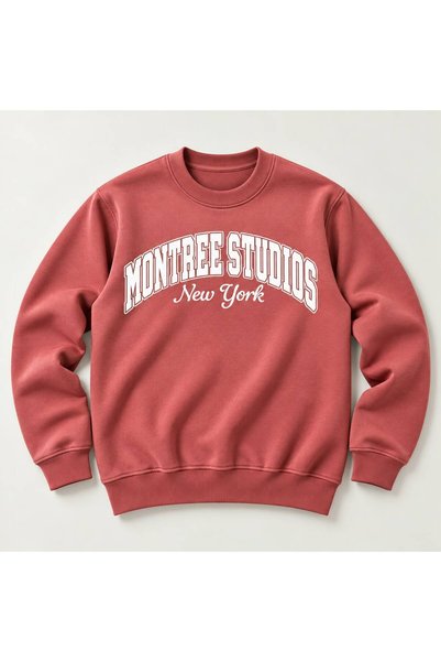 MONTREE Crew Neck Unisex 3 Thread Threaded 100% Cotton Basic Regular Fit Printed