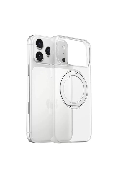 Techaks iPhone 17 Pro Max Kılıf Sararmaz 360 Derece Dönen Standlı Ultra İnce Magsafe Sert Premium Mika