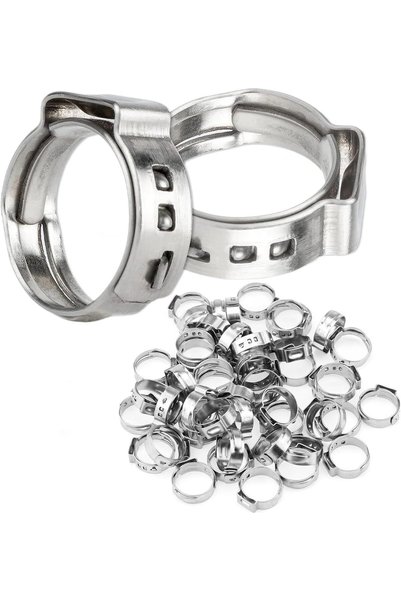 Generic 50 Pcs 15mm 17.5mm 1/2 Inch Single Ear Hose Clamp, Hose Crimp Clamps ...