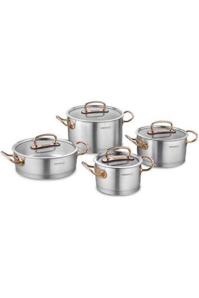 Generic Korkmaz Proline 8 Piece Stainless Steel Cookware Set with Tri Ply Bas...