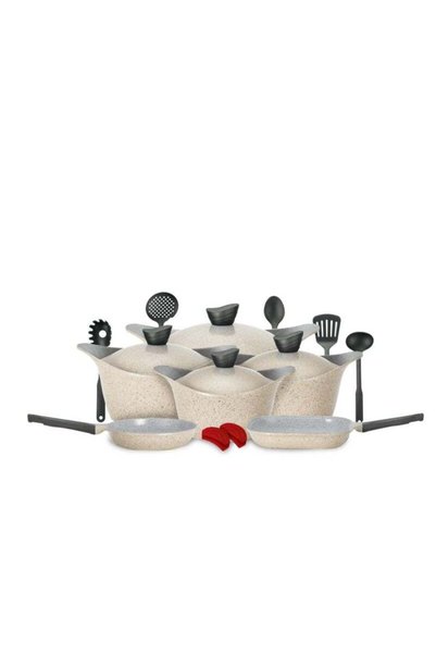 Generic Badreig Lahoya Beige Marble 17-Piece Cookware Set – Complete Premium ...