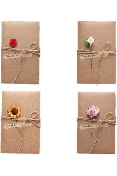 GENERAL 4 Pack Flower PatternCard, Gift Card بطاقات هدايا Vintage Envelope Gr...