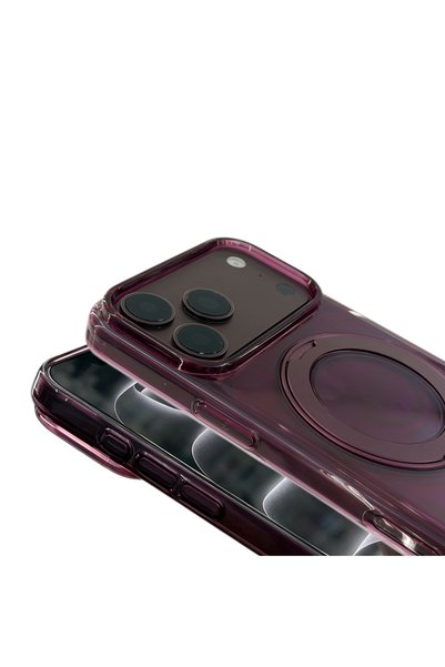 Techaks iPhone 18 Pro Max Kılıf Sararmaz 360 Derece Dönen Standlı Ultra İnce Magsafe Sert Premium Mika