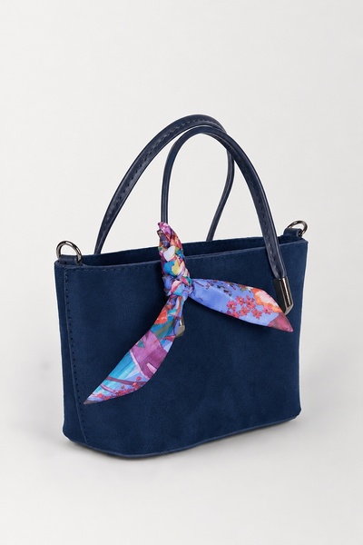 Vivaq Women's Navy Blue Suede Scarf Gift Crossbody Lined Zippered Mini Hand a...