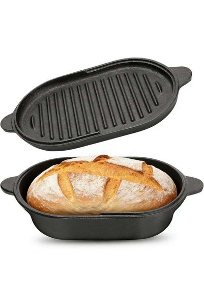 Generic TCCHDM Cast Iron Bread Loaf Pan with Lid Pre Seasoned 2 in 1 Dutch Ov...