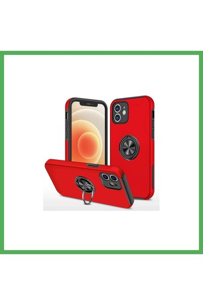 Nur store Çanta iPhone 12 Compatible Case Elite Ring Cover - Red Bezoss