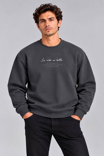 CLIPMAN Erkek Regular Fit Baskılı 3 İplik Sweatshirt