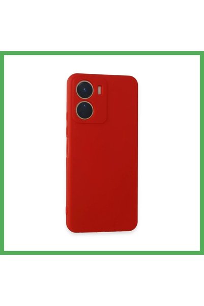 Generic Brand حافظة متوافقة مع هاتف Vivo Y16 من السيليكون الأول - أحمر BEZOSS