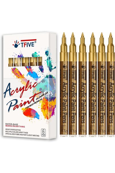 GENERAL Gold Marker Paint Pens - 6 Pack Acrylic Gold Permanent Marker, 0.7mm ...