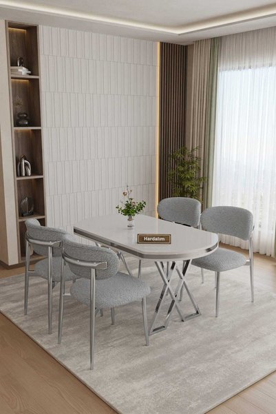 Hardalım Consept Yüksek Kalite Mdf Masa + 4 sandalye Yemek masası takımı ,Mut...