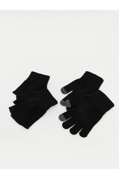 LC Waikiki NEVAVM Farkılıكياً من LCW ACCESSORIES قفازات سوداء سادة للأولاد