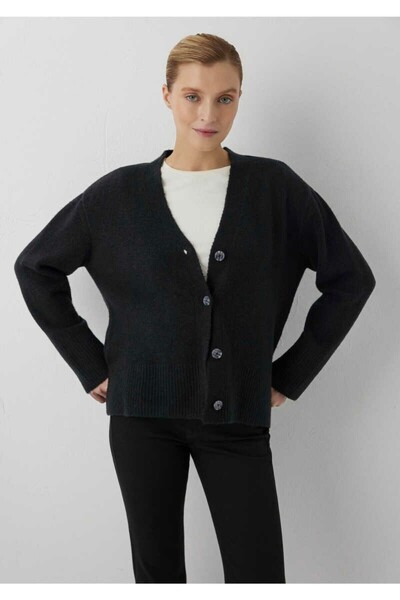 Mavi Cardigan negru cu mânecă lungă pentru bărbați Pulover și cardigan negru