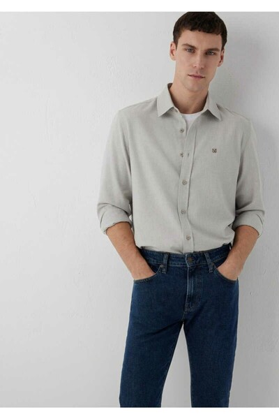 Mavi Men's Beige Long Sleeve Shirt Beige Melange Shirt
