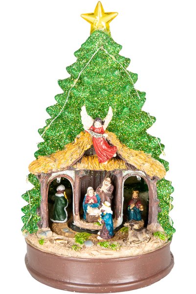 Herdekora Christmas Ornament Decoration Pine Tree Nativity Illuminated Musica...