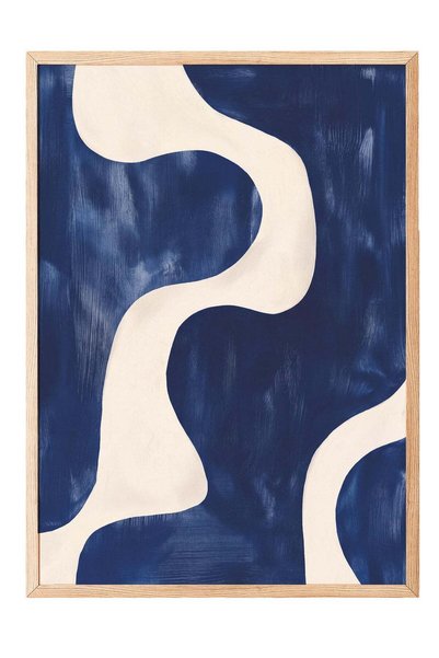 Postifull Poster cu forme abstracte ondulate în albastru închis – Tablou în r...