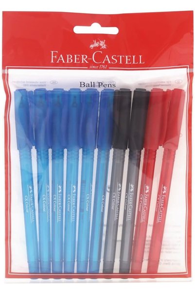 Faber-Castell Yayınları قلم حبر جاف فابر كاستل CX، 10 قطع، متعدد الألوان