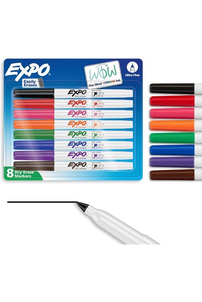 1H1B EXPORT أقلام تحديد EXPO قابلة للمسح، قليلة الرائحة، برأس فائق النعومة، أ...