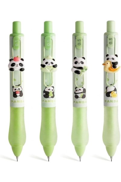 TERRIFI Cute Panda Mechanical Pencils 4-Piece 0.5mm Cartoon Pencil Set with S...