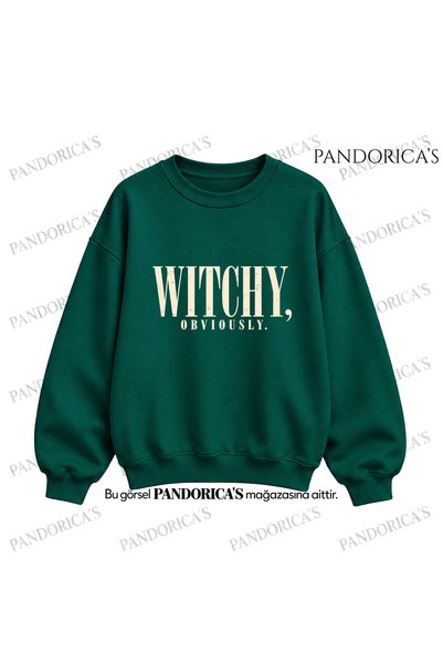PANDORICA سويت شيرت مطبوع عليه "WITCHY, Obviously" بتصميم ساحر للجنسين، مصنوع...