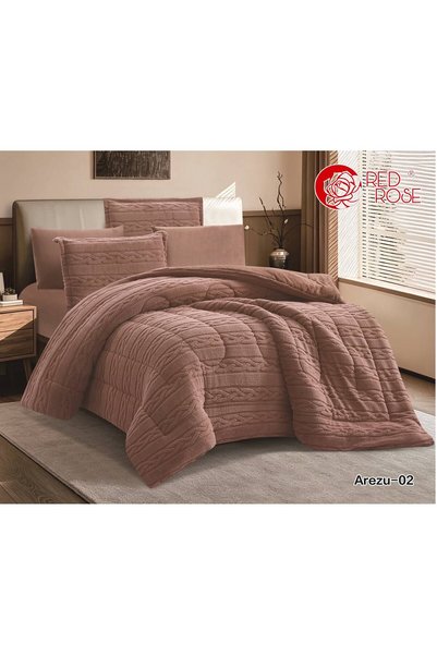 REDROSE COLOR لحاف فرو شتوي نفرين 6 قطع ناعم وفاخر – مفرش سرير شتوي مزدوج فرو...
