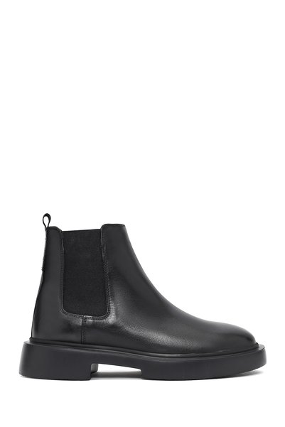 Derimod Men's Black Thick Soled Leather Chelsea Boots Wm730002Dv