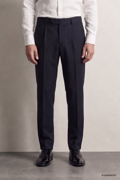 Twn Pantaloni din țesătură drepte bleumarin