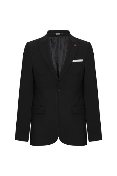 Twn Slim Fit Black Dobby Suit