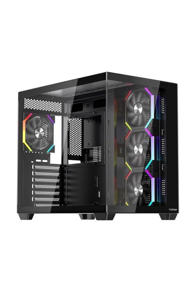 1ST PLAYER BV7 SİYAH ACK 750W 80+ BRONZE ARGB 4X12CM FAN PANORAMİK TEMPERLİ CAM USB 3.0 ATX KASA HAN
