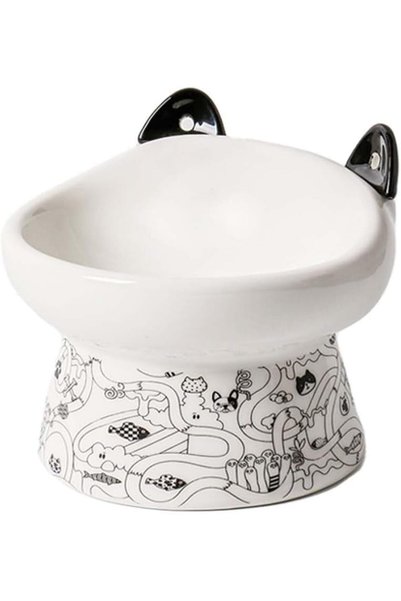 NALACAL Raised Ceramic Cat Bowl for Indoor Pets, Elevated Food and Water Dish...