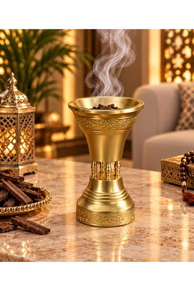 ALAMİD مبخرة استيل ذهبي مطفي ارتفاع 19 سم