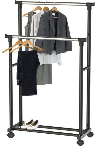 Simple Houseware حامل ملابس محمول بقضيبين مزدوجين