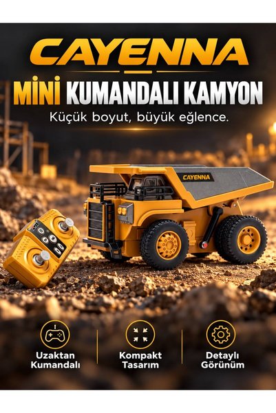 cayenna Şarjlı Mini METAL Kamyon 1:64 Ölçek Uzaktan Kumandalı Kamyon Metal 8 Kanallı Full Fonskiyon