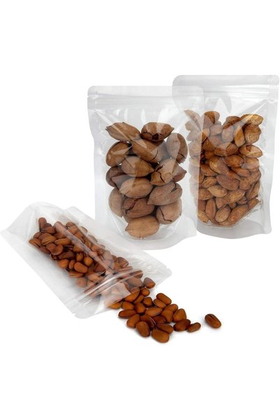 EXCEFORE 50Packs Stand Up Pouch Bags, Resealable Bags With Matte Window And T...