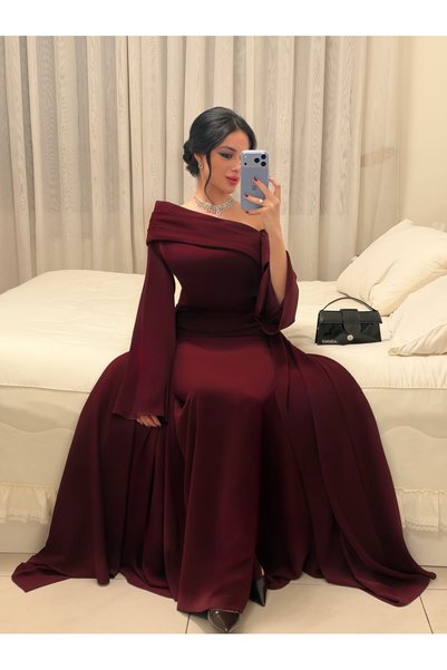TAY Soft Burgundy Evening Dress Long