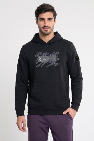 Anta Men Sportswear Fit Long Sleeve Outdoor Hooded Sweatshirt, Black